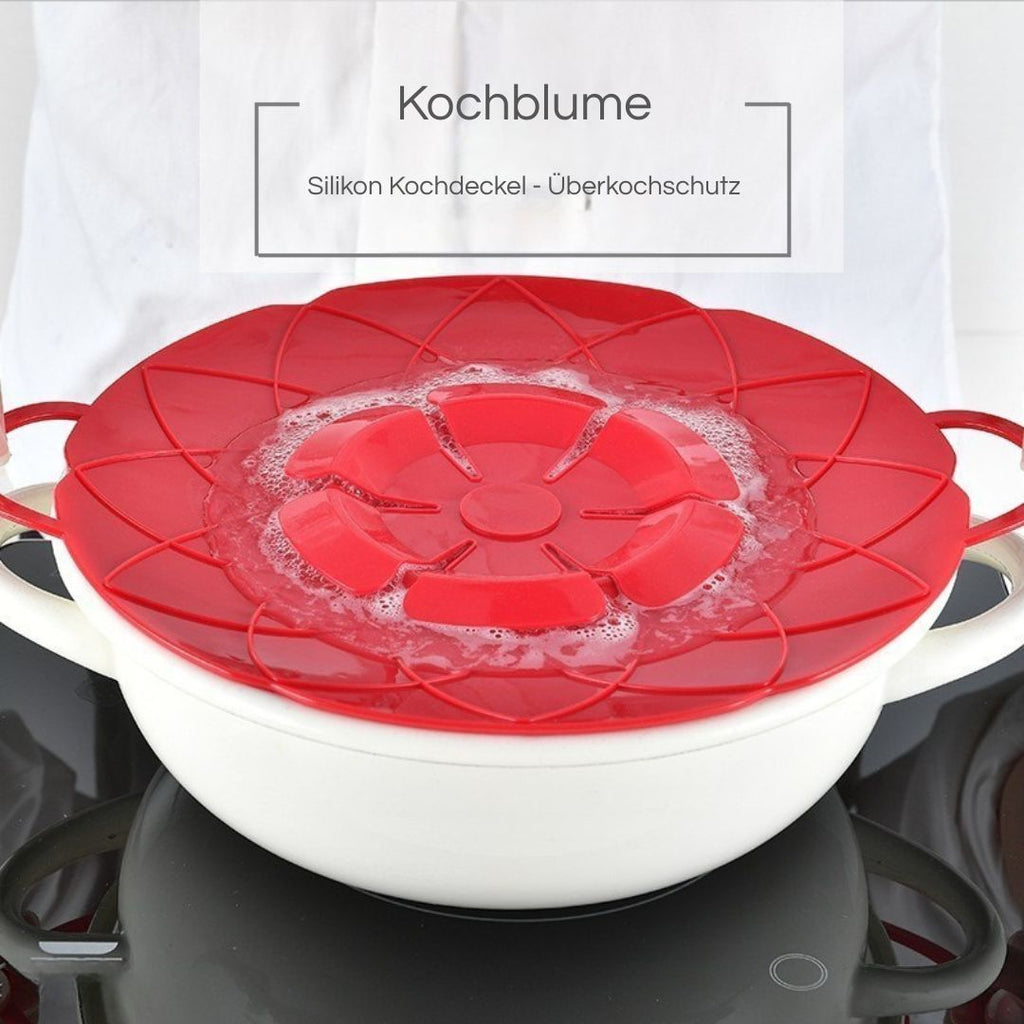 Überkochschutz aus Silikon für Töpfe in Rot