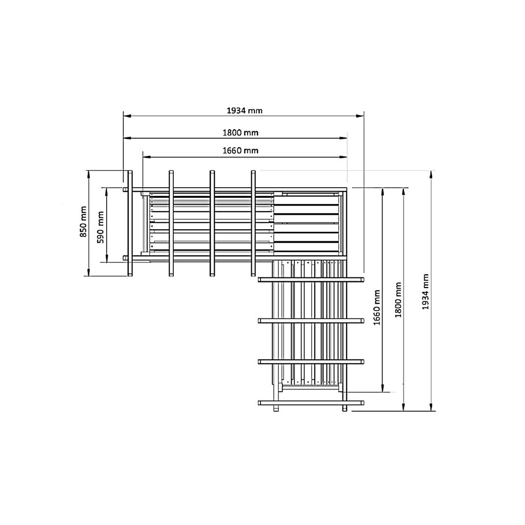 Holzdetails der Gartenpergola klassik - Nachhaltige Pergola Doppelbank aus hochwertigem Material.