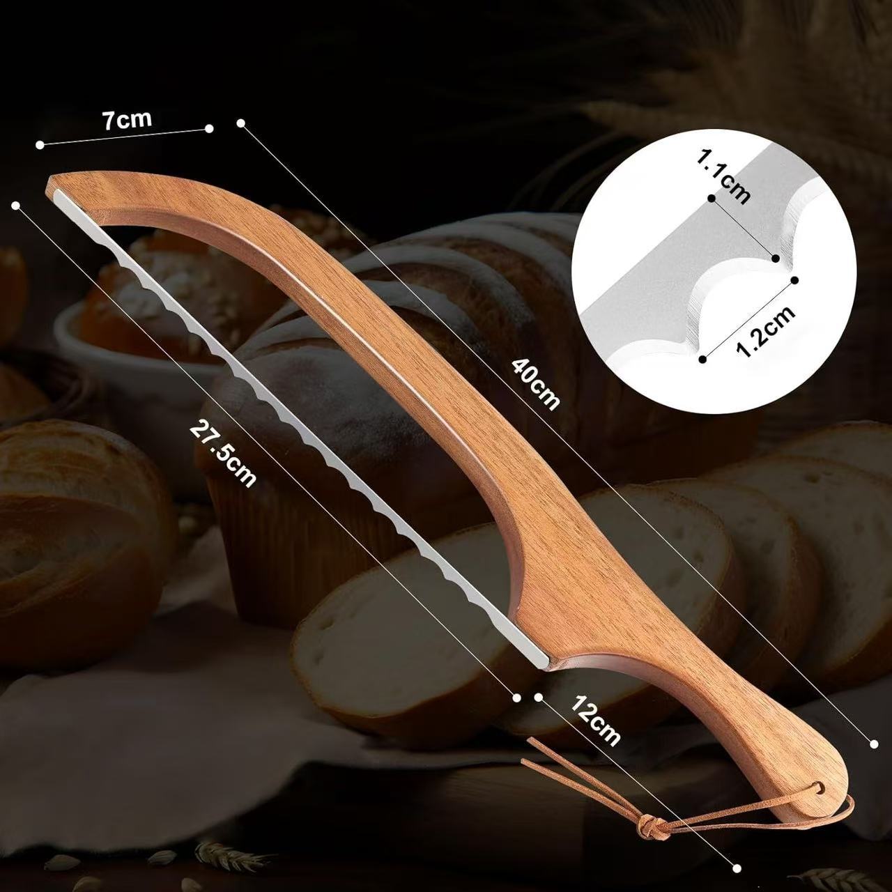 Brotmesser mit Holzgriff – Brotschneider für Baguette und Toast