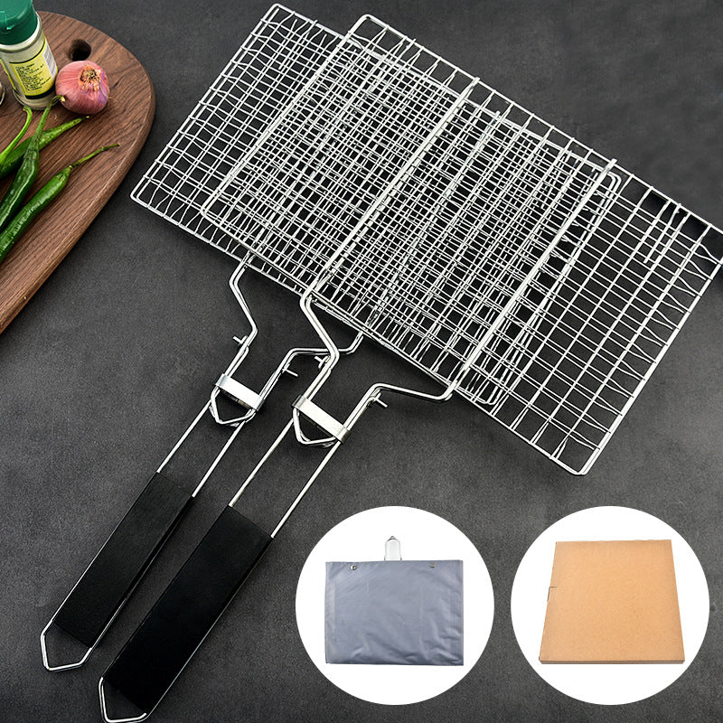 Klappbarer Grillkorb aus Edelstahl – Grillnetz für Fisch & Gemüse