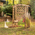 Pergola klassik mit Bank und gebogenen Dach - Pergola aus Holz - Gartenbank