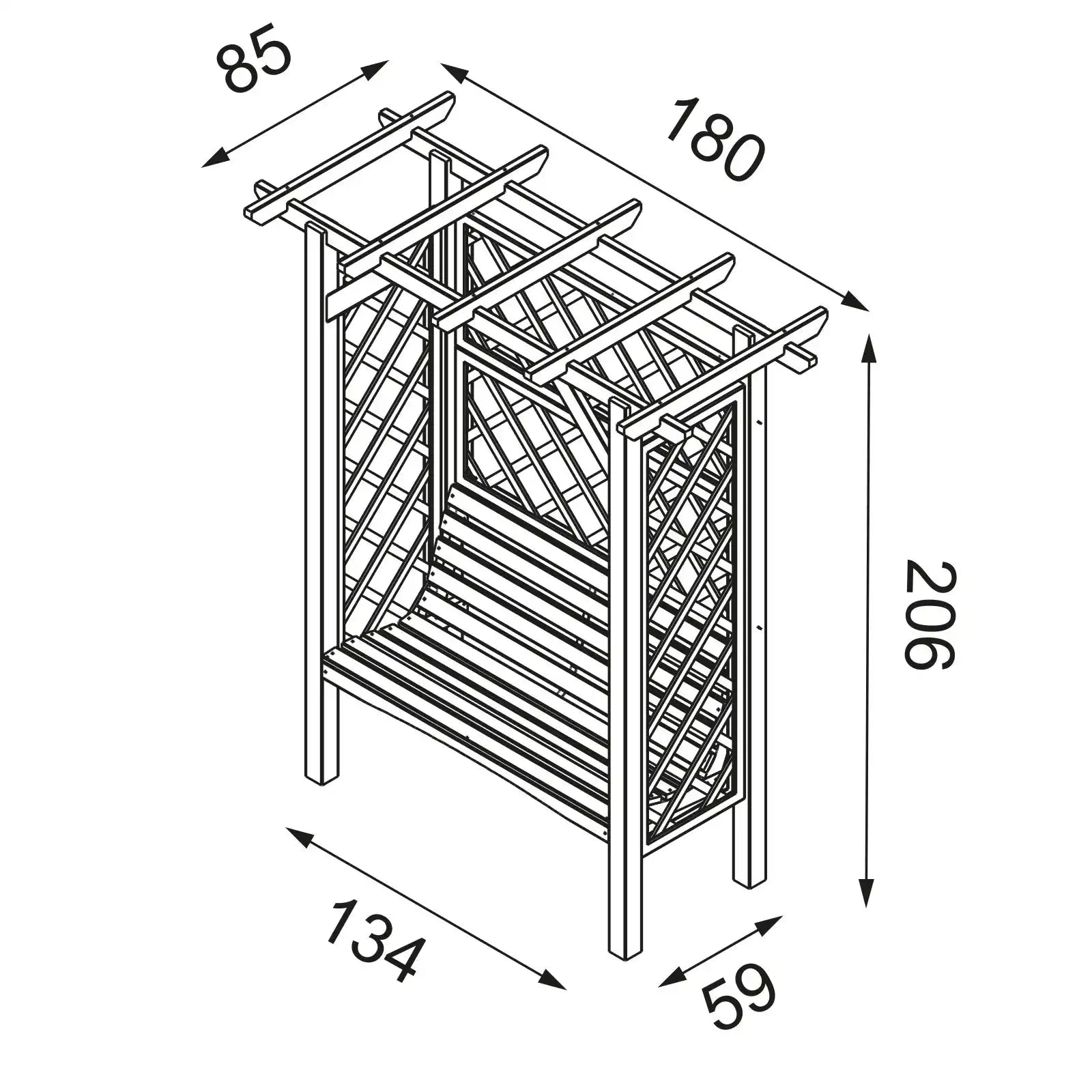 Pergola klassik mit Bank und flachen Dach - Pergola aus Holz - Gartenbank