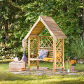 Pergola mit Bank, Spitzdach und Rankgitter - Pergola aus Holz - Gartenbank