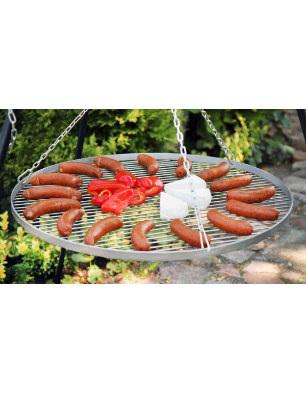 Edelstahl Grillrost rund mit einem Durchmesser von 80 cm, ideal für das direkte Grillen von Lebensmitteln.