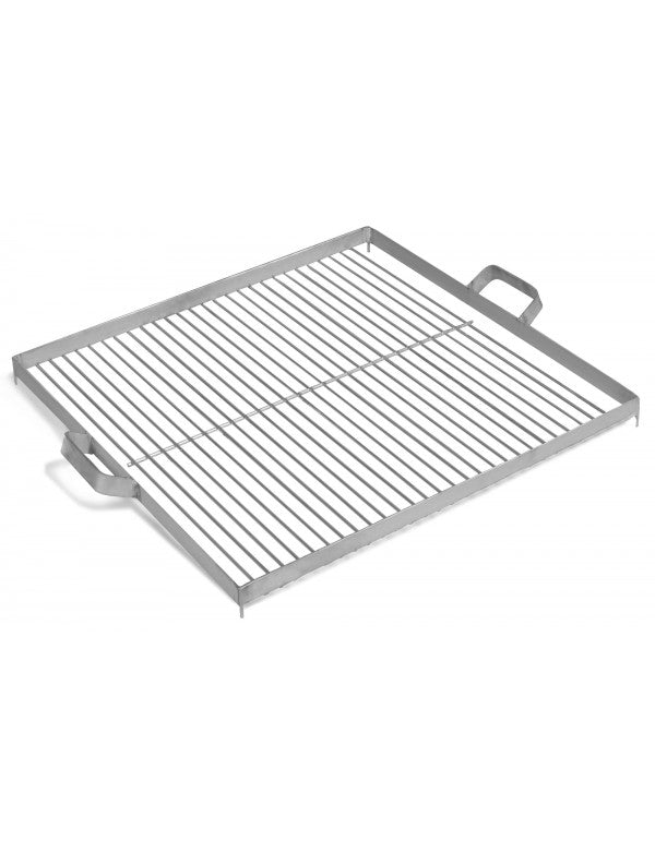 Grillrost viereckig für Feuerschalen aus Edelstahl mit 2 Griffen