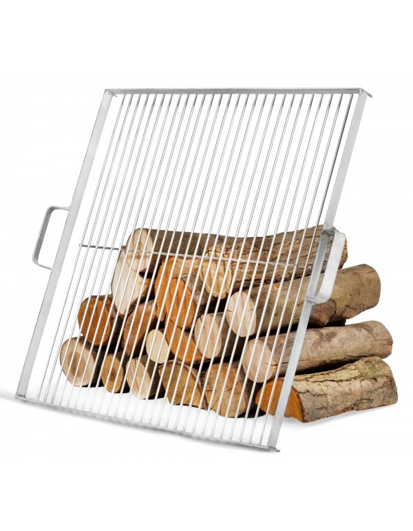 Grillrost viereckig für Feuerschalen aus Edelstahl mit 2 Griffen