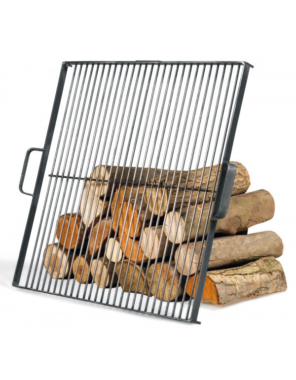 Grillrost viereckig für Feuerschalen aus Naturstahl mit 2 Griffen
