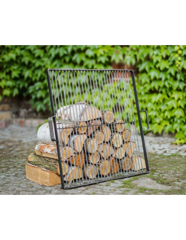 Grillrost viereckig für Feuerschalen aus Naturstahl mit 2 Griffen