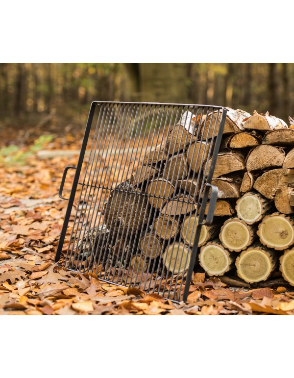 Grillrost viereckig für Feuerschalen aus Naturstahl mit 2 Griffen