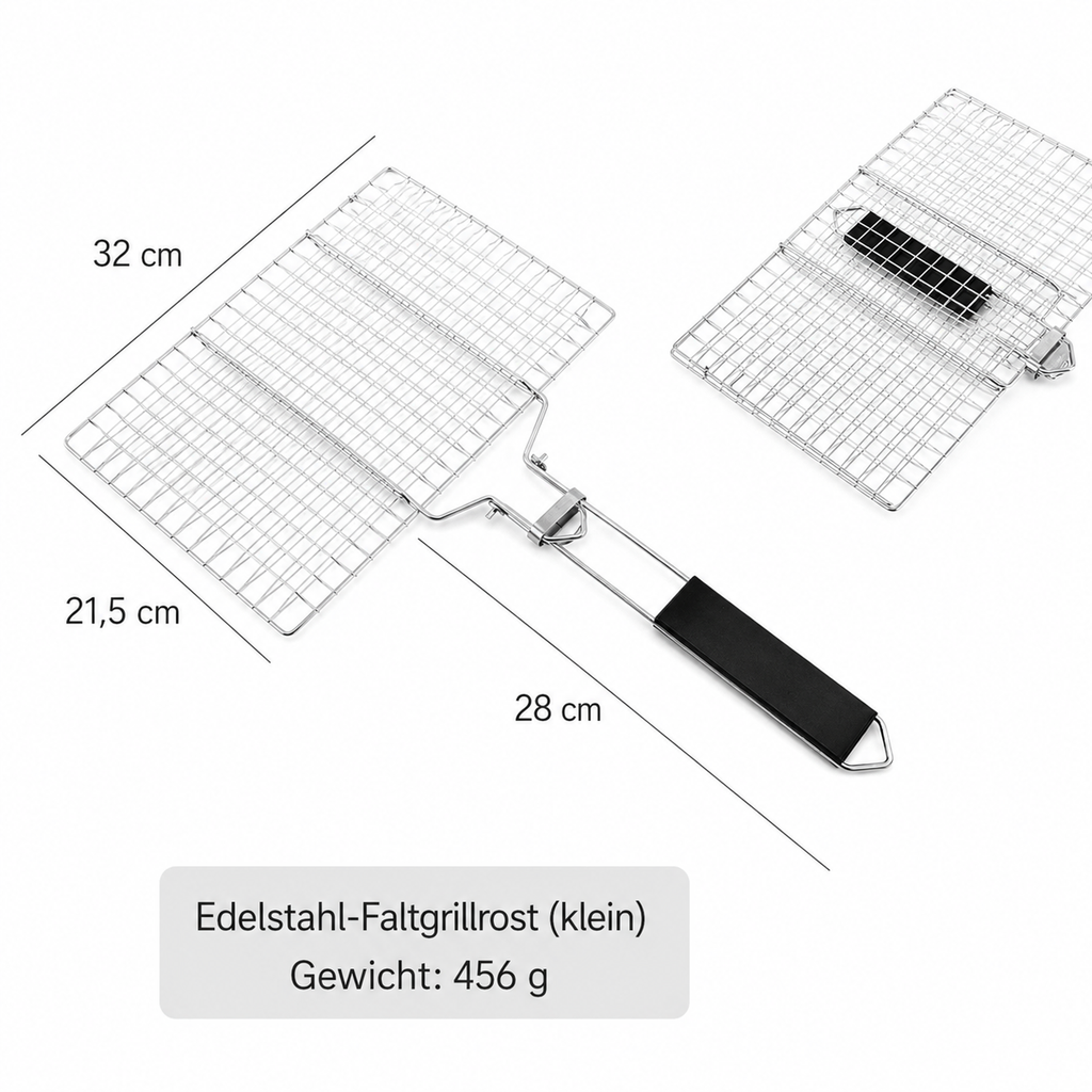 Klappbarer Grillkorb aus Edelstahl – Grillnetz für Fisch & Gemüse