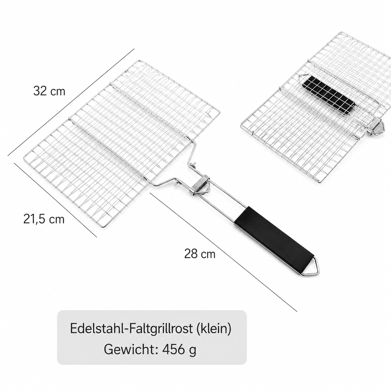Klappbarer Grillkorb aus Edelstahl – Grillnetz für Fisch & Gemüse