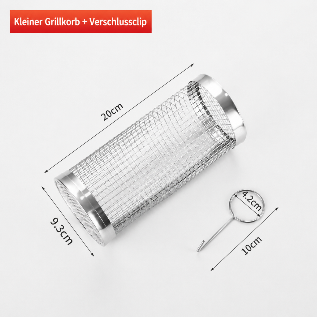 Runder Grillkorb aus Edelstahl – drehbarer BBQ-Korb