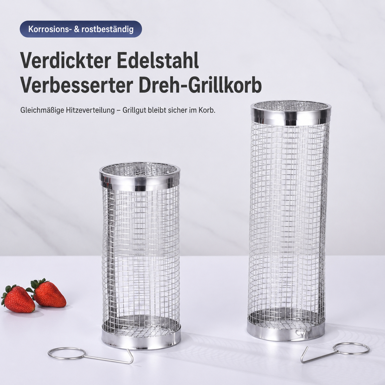 Runder Grillkorb aus Edelstahl – drehbarer BBQ-Korb