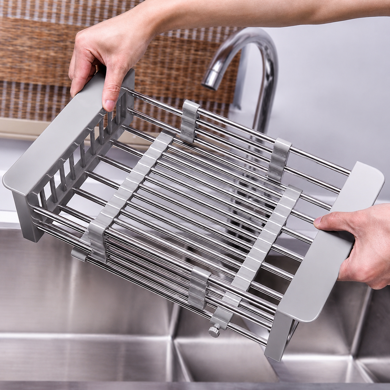 Ausziehbarer Spülkorb für Küche und Abtropfen